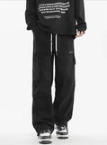 Solid Color Casual Loose Wide Leg Cargo Pants