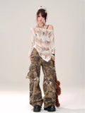 Stylish Snake Patterned Wide Leg Pants