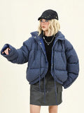 Plaid Vintage Style Oversize Zipper Puffer Jacket