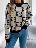Y2K Signature Halloween Plaid Knitted Sweater