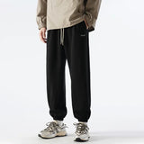 Vintage Letter Embroidered Elastic Waist Sweatpants