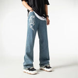 Luxury Dragon Embroidery Summer Straight Jeans
