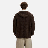 Elegant High Quality Hooded Knitted Zipper Cardigan
