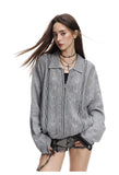 Cable Knit Zip-Up Sweater