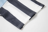 Mesh Retro Striped Print Short Sleeve Jersey T-Shirt