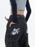 Retro Black Camouflage Cargo Pants