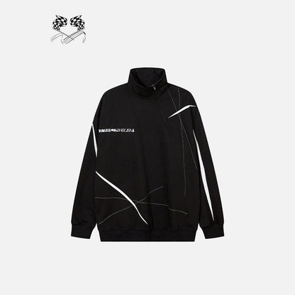Scratched Half Zip-up Sweatshirt