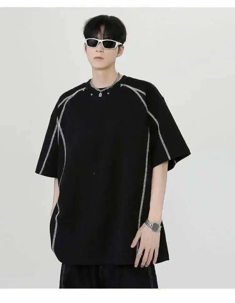 Stylish Loose Stripe Printed Short Sleeve T-Shirt