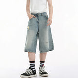 Summer Washed Broken Hole Denim Jorts