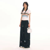 Vintage Star Embroidered Wide-Leg Pants