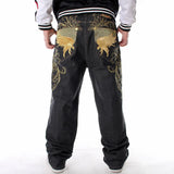 Embroidered Spliced Straight Fit Denim Jeans