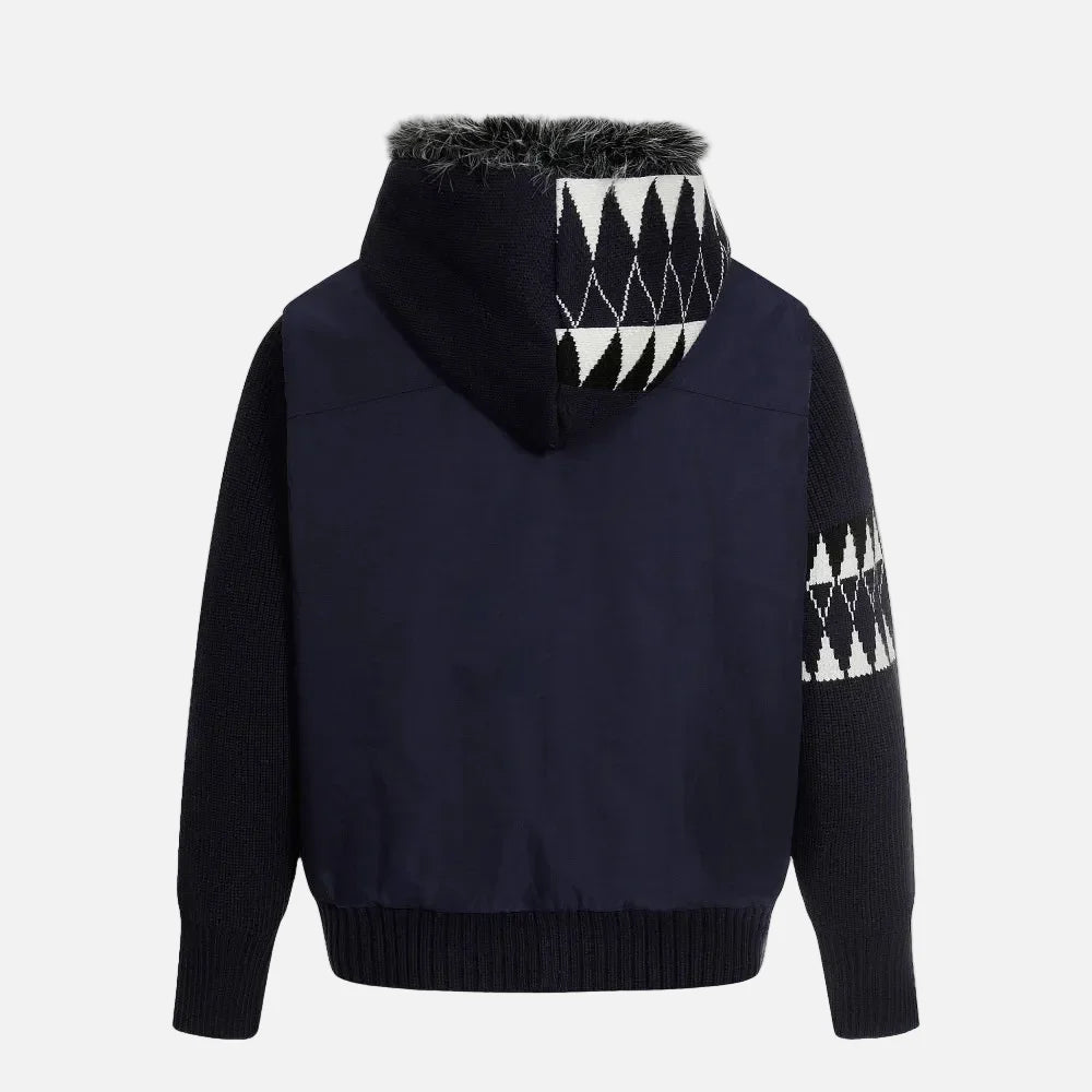 Versatile High Street Quilted Hooded Fur Jacket