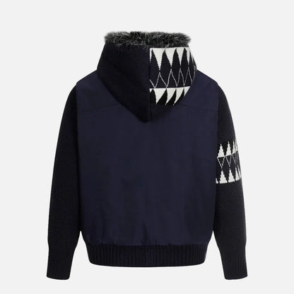 Versatile High Street Quilted Hooded Fur Jacket