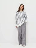 Women Striped Oversized Knitted Pullover Sweater