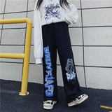 Retro Anime Print Oversized Wide Sweatpants