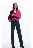 Ethereal Pink Casual Winter Rib V-Neck Cardigan