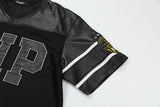 Mesh Embroidered Patchwork Jersey Polyester T-Shirt