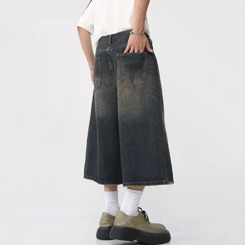 Y2k Vintage Black Wide-leg Jorts