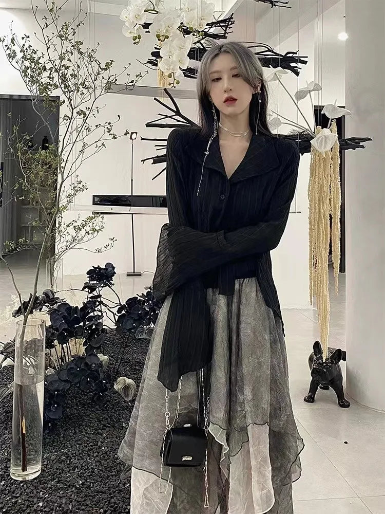 Gothic Whisper Asymmetrical Shirt