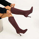 Elegant Classic Knee Zip-Up Thin High Heels Boots