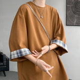 Cool Oversized Plaid Korean Style T-Shirt