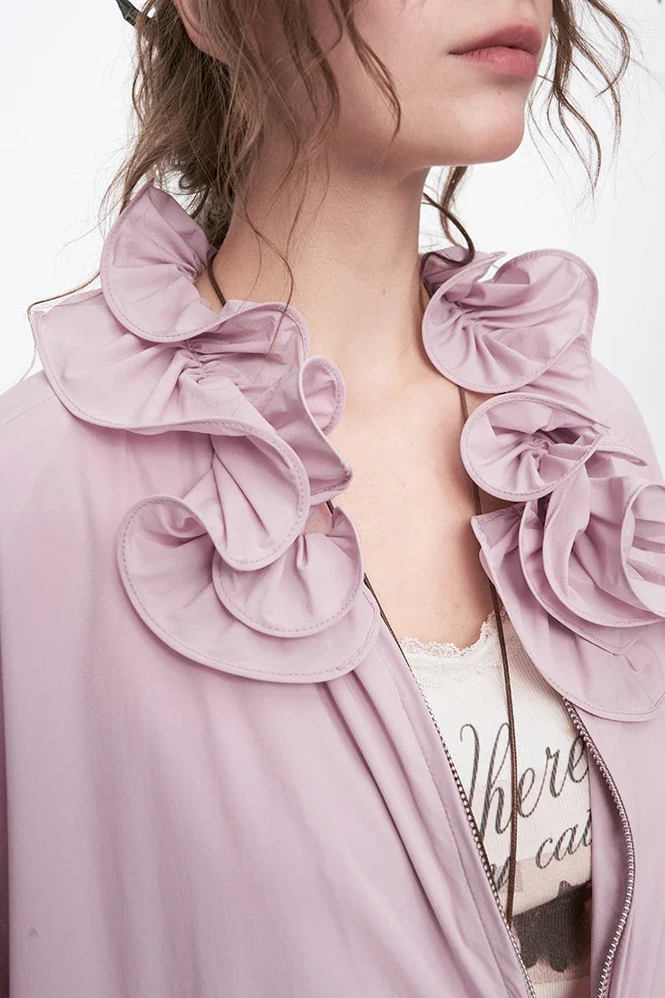 Sweet Ruffles Collar Casual Loose Jacket