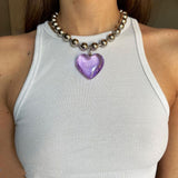 Y2K Jewelry Colorful Heart Pendant Necklace