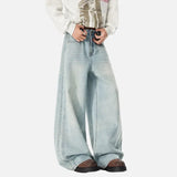Y2K Light Blue Ripped Baggy Wide Leg Jeans