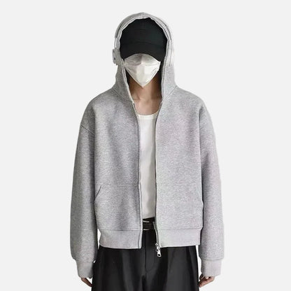 Y2K Solid Color Hooded Double Ended Zipper Sweatshirt