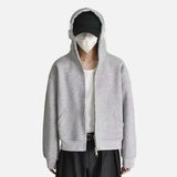 Y2K Solid Color Hooded Double Ended Zipper Sweatshirt