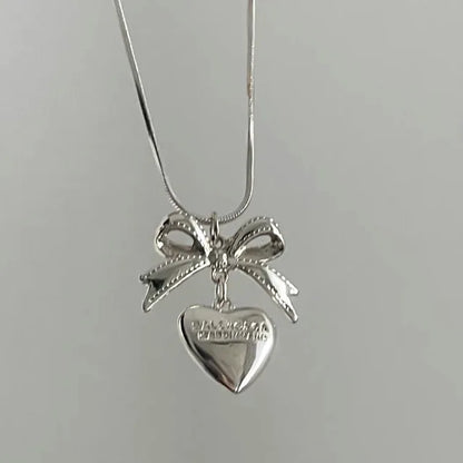 Ribbon Heart Pendant Gothic Necklace