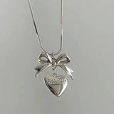 Ribbon Heart Pendant Gothic Necklace