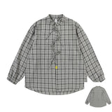 Elegant Gray Cool Plaid Blouse Long Shirt