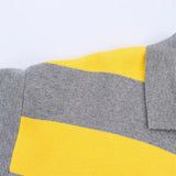Insulated V-Neck Collar Striped Knit Polo Sweater
