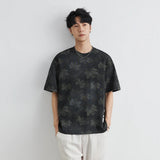 Men's Streetwear Retro Ink Dye Maple Leaf T-Shirt