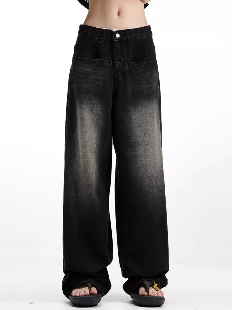 Retro Cool Whiskers Black Washed Jeans