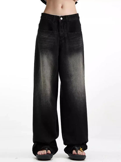 Retro Cool Whiskers Black Washed Jeans