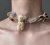 Sweet Cartoon Bear Bow Choker Necklace