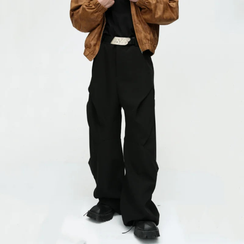 Diamond Patchwork Pleated Casual Pants