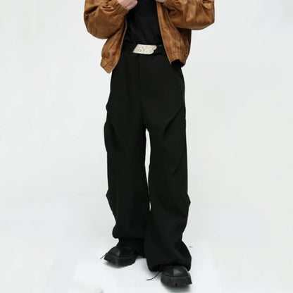Diamond Patchwork Pleated Casual Pants