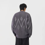 Cozy Argyle Knit Crew Neck Classic Sweater