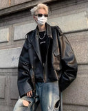 American Style Loose Fit Leather Motorcycle Jacket