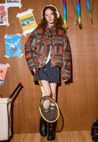 Women American Style Plaid Puffer Jacket