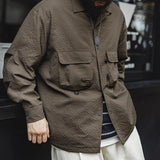 Men's Wrinkle-Free Seersucker Cuban Collar Shirt