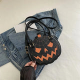 Color Blocking Halloween Pumpkin Shoulder Bag