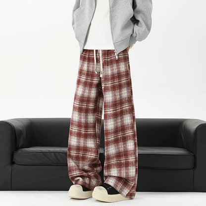 Effortless Checkered Wide Leg Casual Jogger