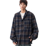 Versatile Y2K Plaid Hooded Long Sleeve Shirt