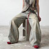 Retro Dirty American Style Wide Leg Jeans