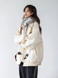 Women Cute Chic Vintage Button Zipper Jacket
