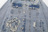 Y2K Embroidery Spider Patch Denim Jacket